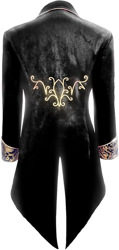 Men's Red & Gold Medieval Gothic Renaissance Victorian Inspired Steampunk Formal Tails Coat Costume