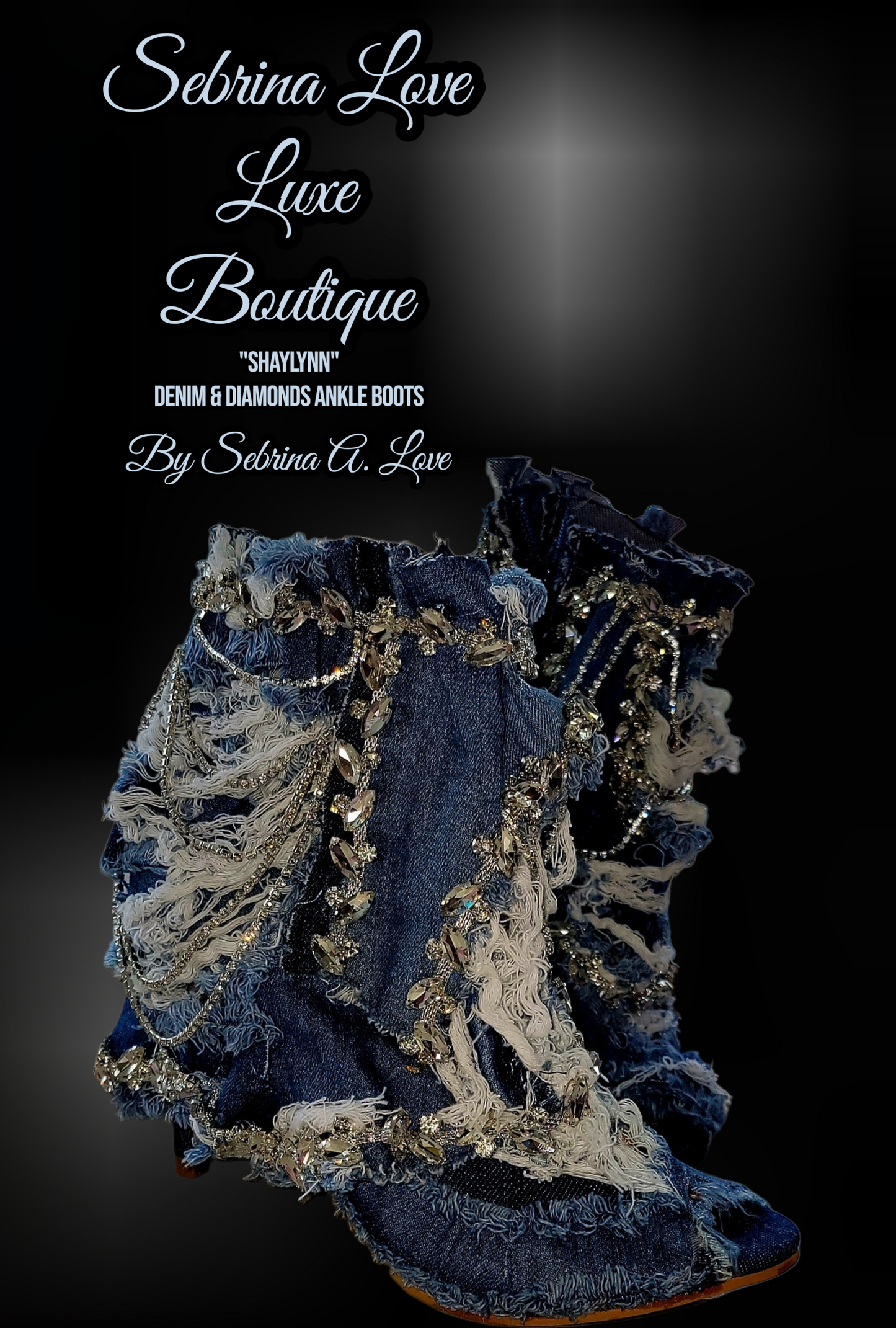The "SHAYLYNN" Boho Distressed Denim & Diamonds Boots