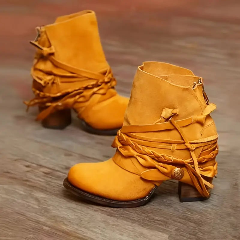 Rich Gold Boho Festival Rustic Western Ankle Booties