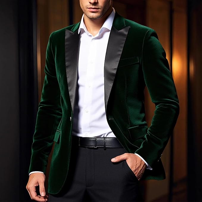 Elegant Emerald Green Velvet Dinner Formal Jacket