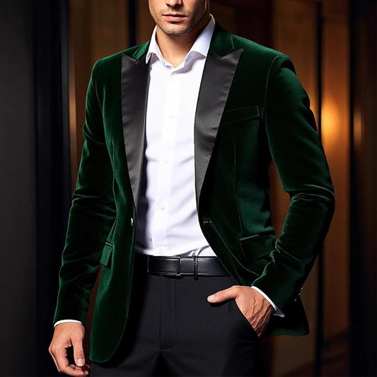 Elegant Emerald Green Velvet Dinner Formal Jacket