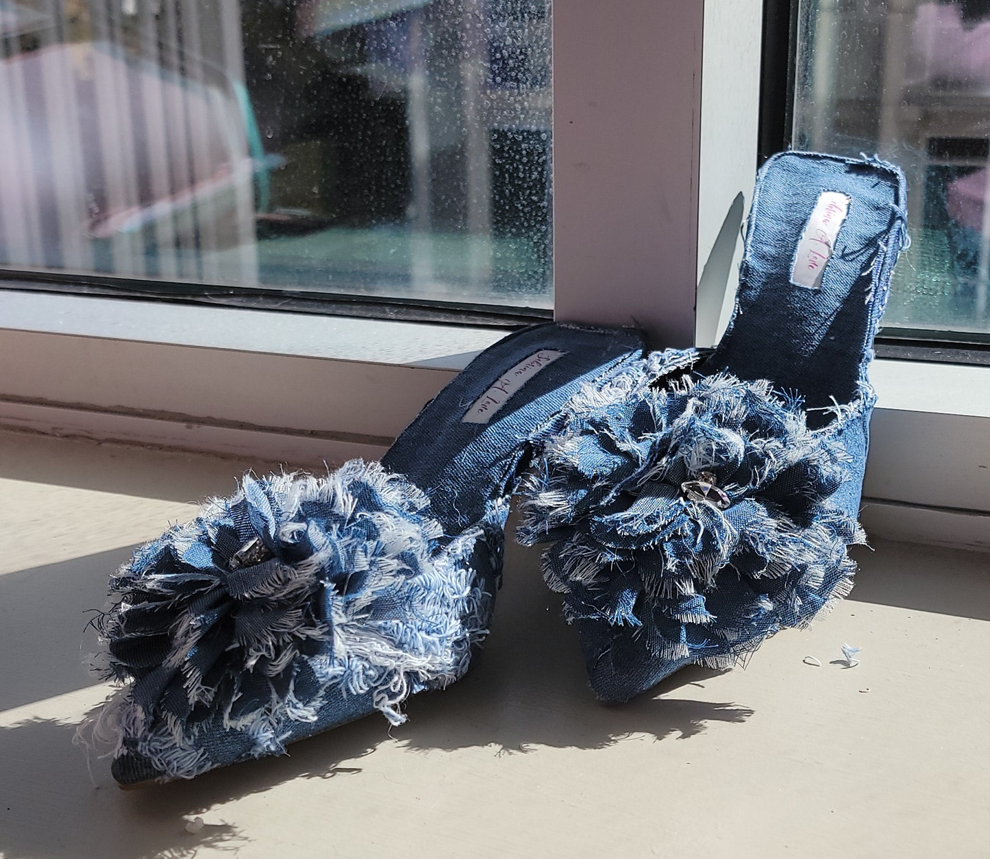 "KIMBERLY" Denim & Diamonds Crystal Mules