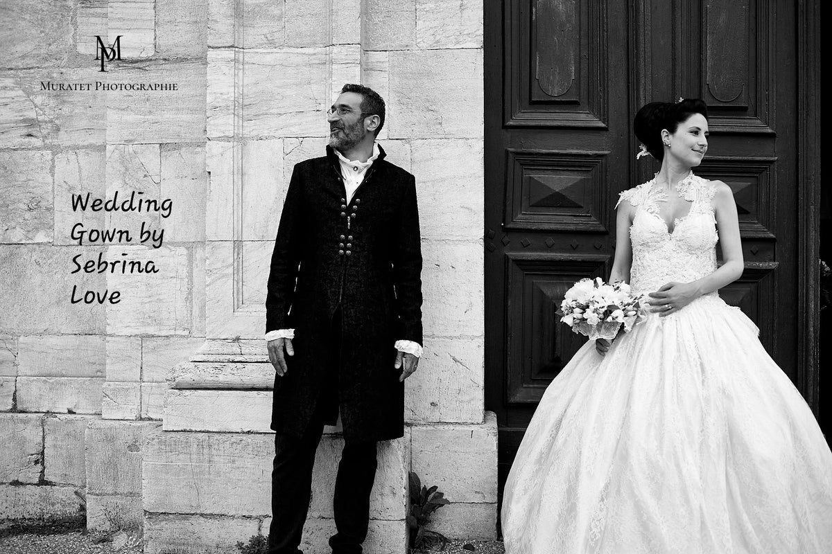 "GIULIA" Ivory White Beaded Lace Wedding Ballgown Set