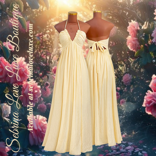 Romantic Yellow Plus Size Maxi Dress