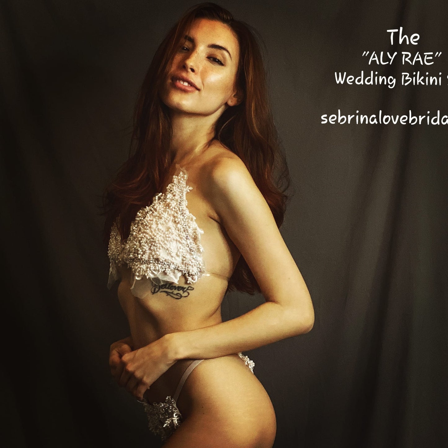 The "ALY RAE" Pink & Ivory Lace Pearl Crystal Beaded Tulle Bikini Beach Wedding Ballgown Set