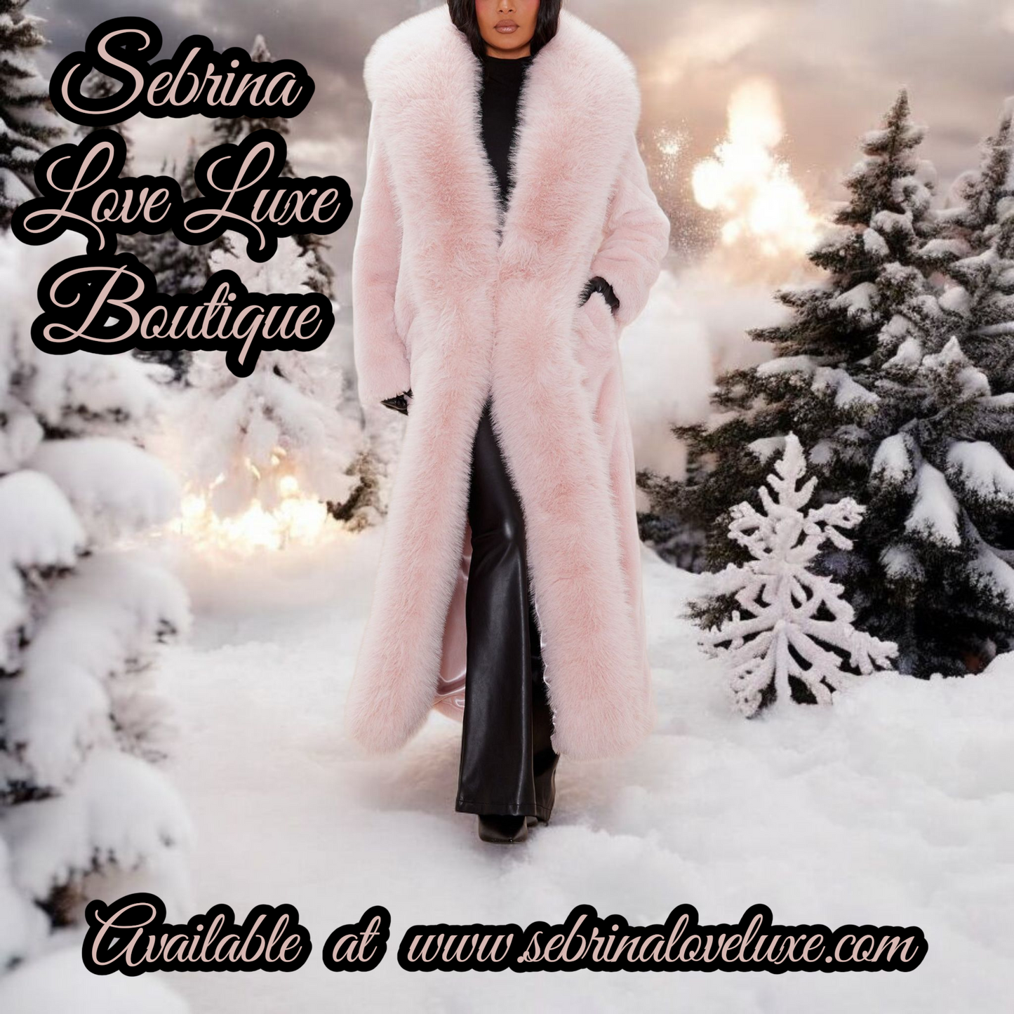 Baby Blush Pink Faux Fur Maxi Coat