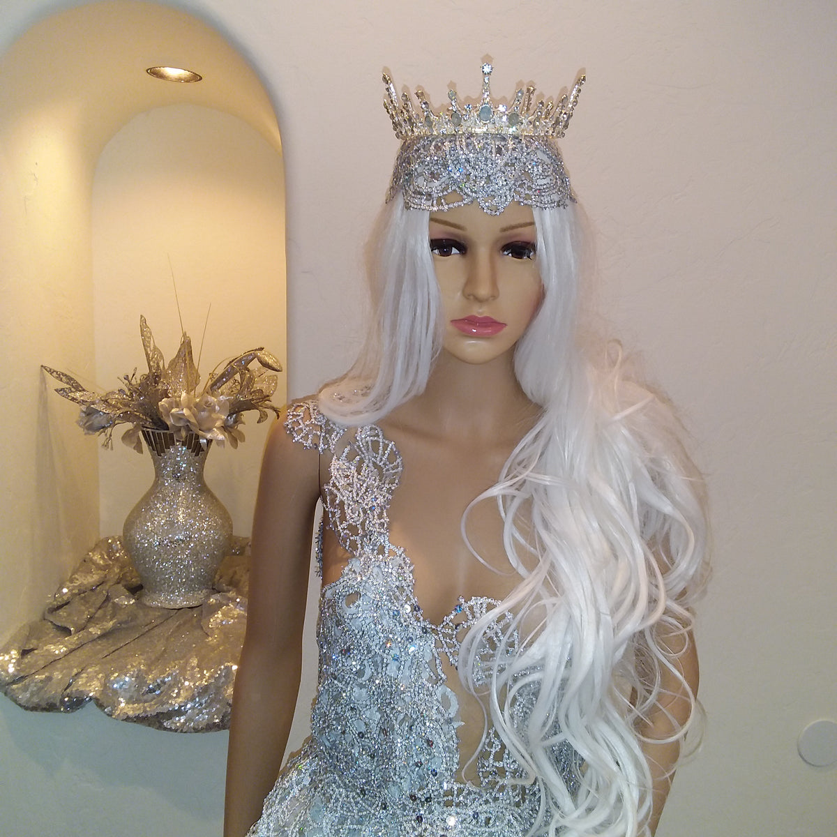 "HEIRESS" Silver Lace & Tulle Wedding Ballgown Set