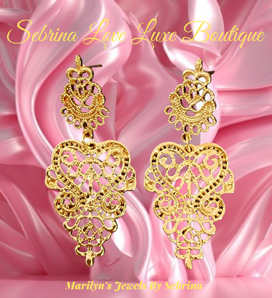 Exotic Gold Color Filigree Earrings