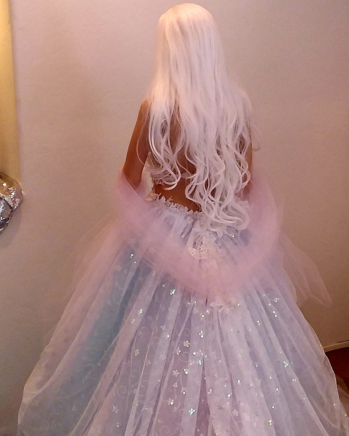 "CISSY" White Lace & Sequin & Tulle Wedding Ballgown Set