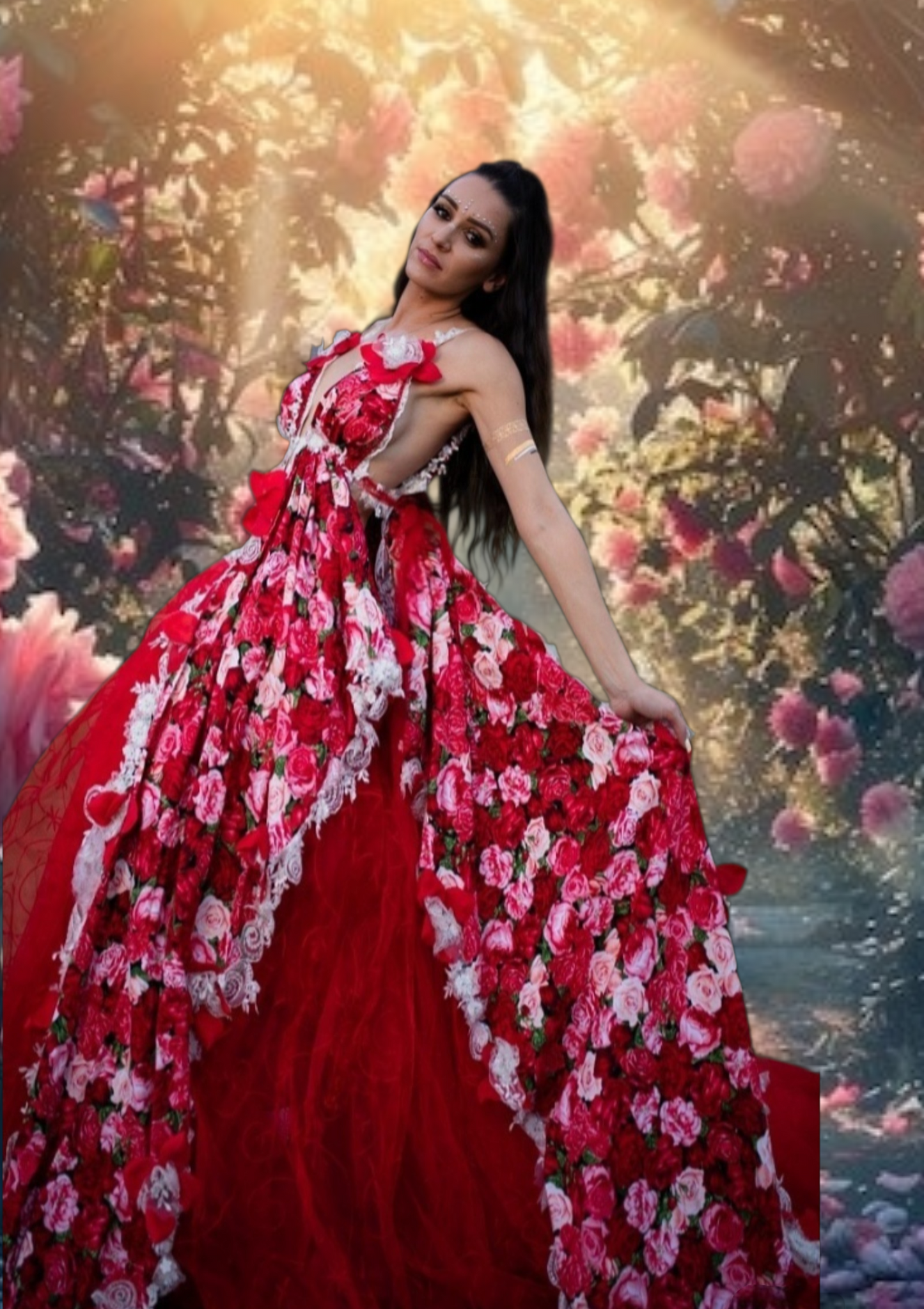 The 🌺LORELI🌺 Red & Pink Rose Garden Wedding Ballgown Set
