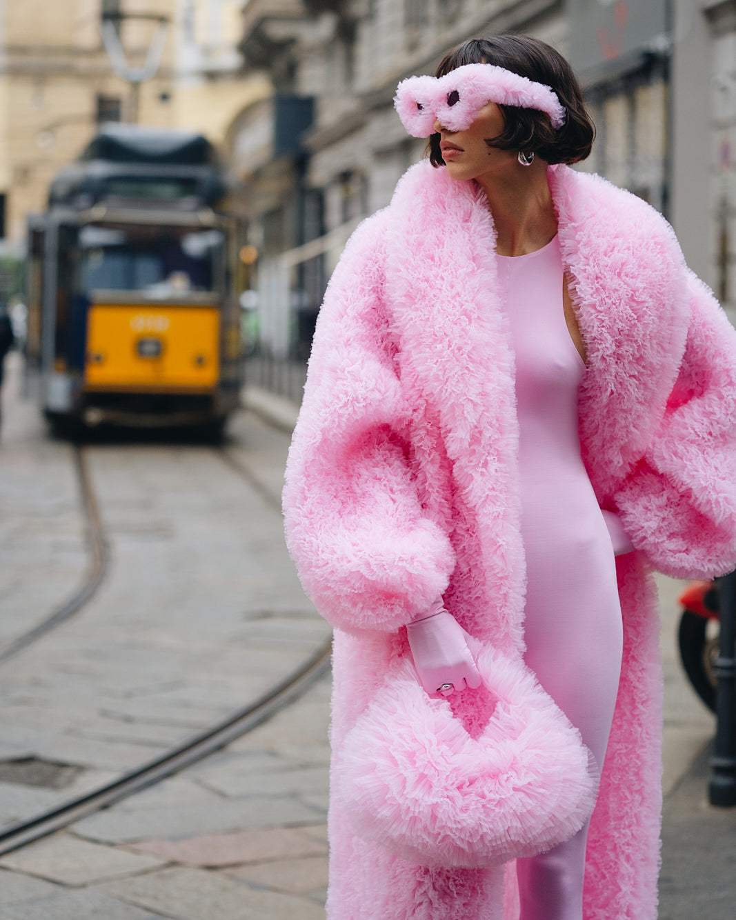 Candy Pink Ruffled Tulle Maxi Coat