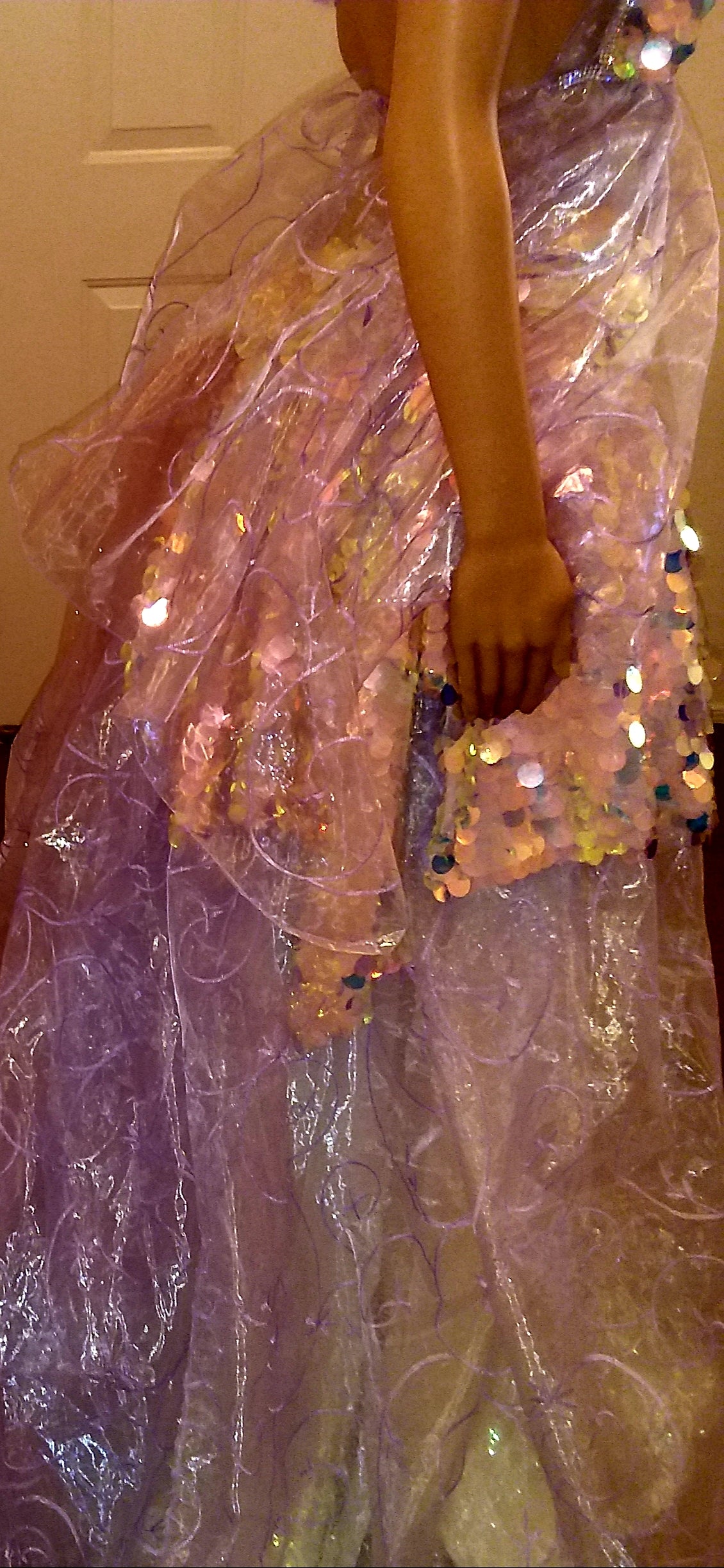 The "CELESTE" Iridescent Unicorn Sequin Lavender Tulle Crystal Wedding Ballgown Set