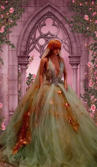 The "ZOEY" Mint Green Tulle Crystal Embroidered Gold Lace Wedding Ballgown Set (Custom Order)