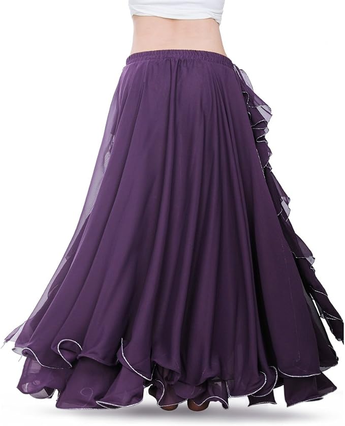 Romantic Purple Plum Chiffon Ruffled Gypsy Boho Maxi Skirt