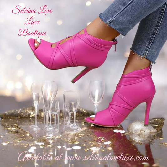 Sexy Hot Pink Peeptoe Ankle Boots