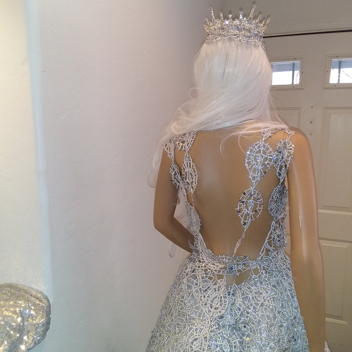 "HEIRESS" Silver Lace & Tulle Wedding Ballgown Set