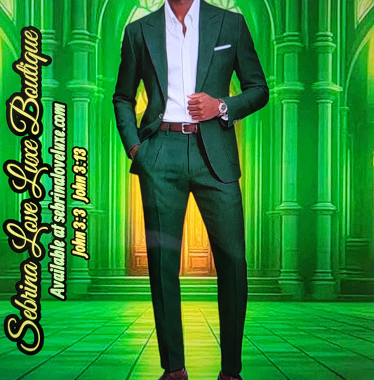 Men's Green 2 Piece Jacket & Pants Suit