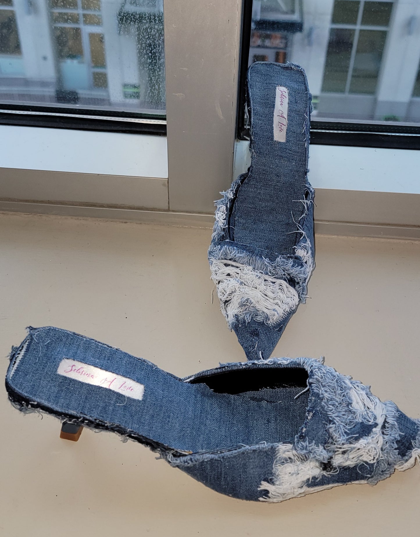 "KIMBERLY ANNE" Denim & Diamonds Crystal Mules