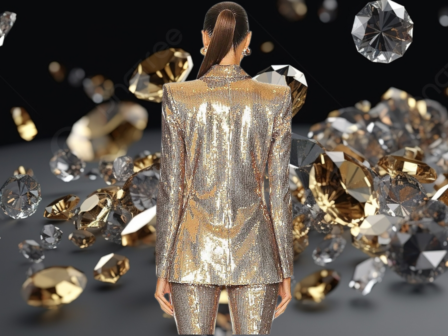 Luxe Metallic Gold 2pc Blazer & Pants Set
