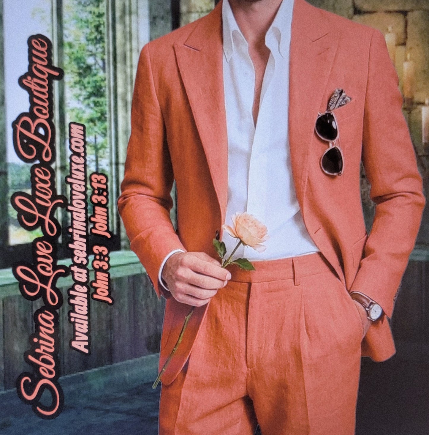 Men's Rust Stone 2 Piece Jacket & Pants Suit