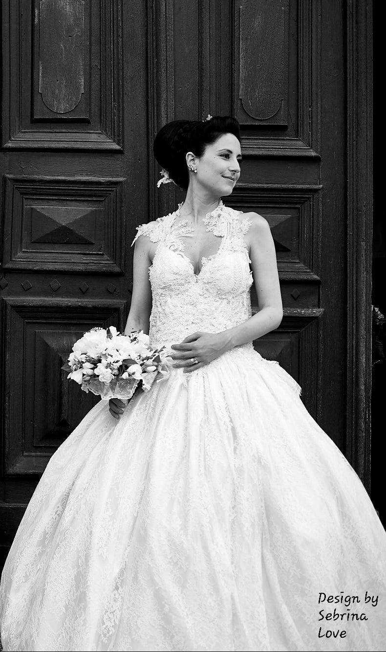 "GIULIA" Ivory White Beaded Lace Wedding Ballgown Set