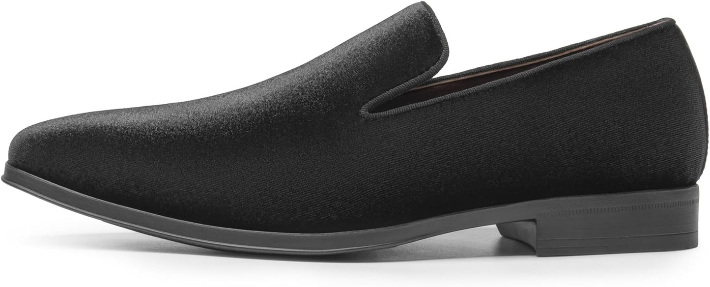 Elegant Bruno Marc Black Velvet Men's Drivers Moccasin Loafers