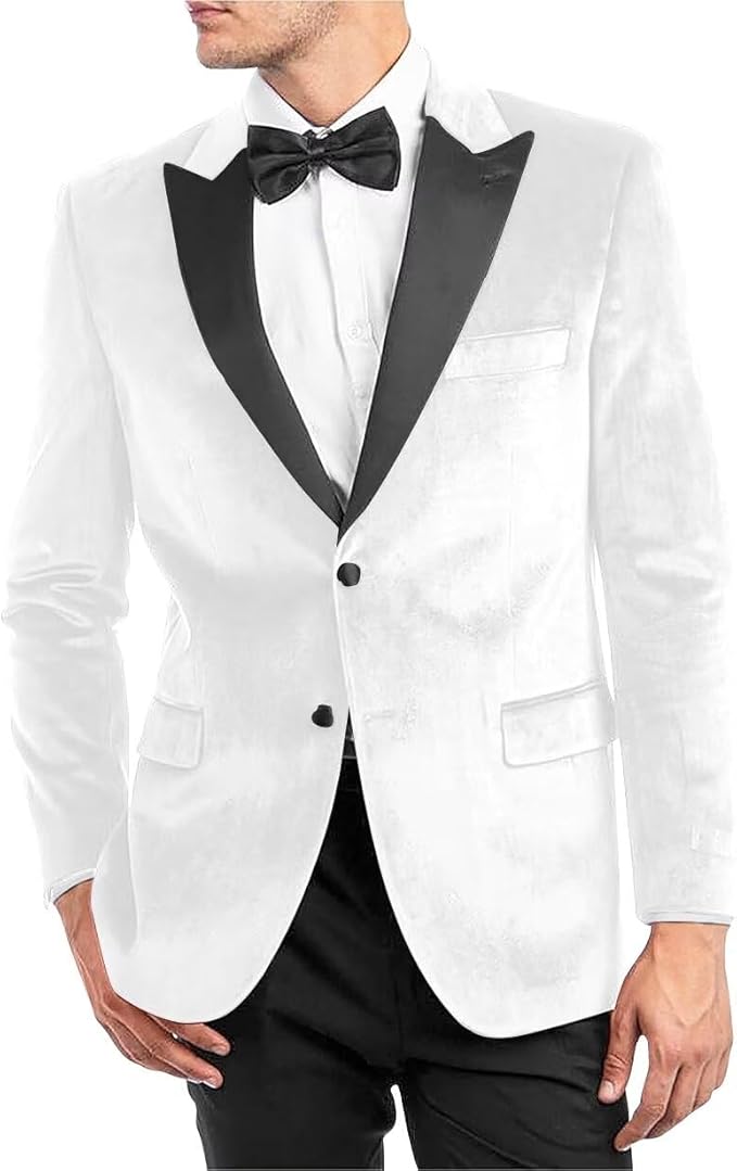 Elegant Cool White Velvet Dinner Formal Jacket