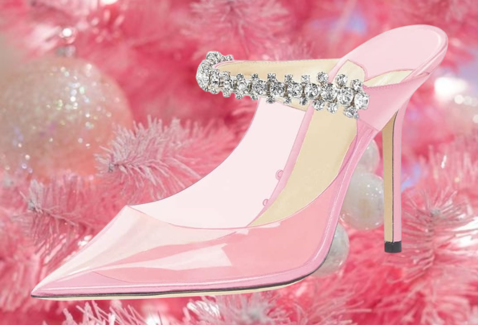 Sexy Baby Pink Clear Transparent Jewel Embellished Mule Heels