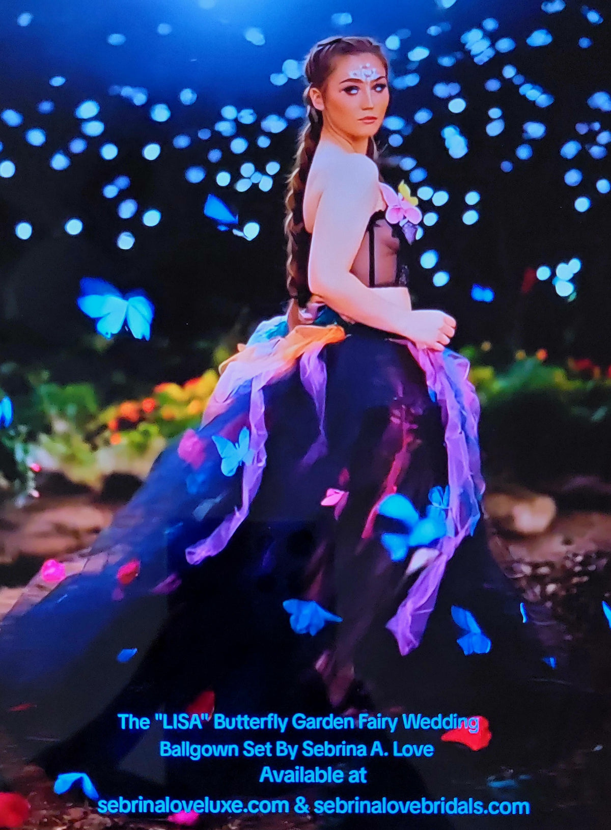 🦋LISA🦋 Custom Order Gothic Romance Black Multicolor Butterfly Lace & Tulle Wedding Ballgown Set