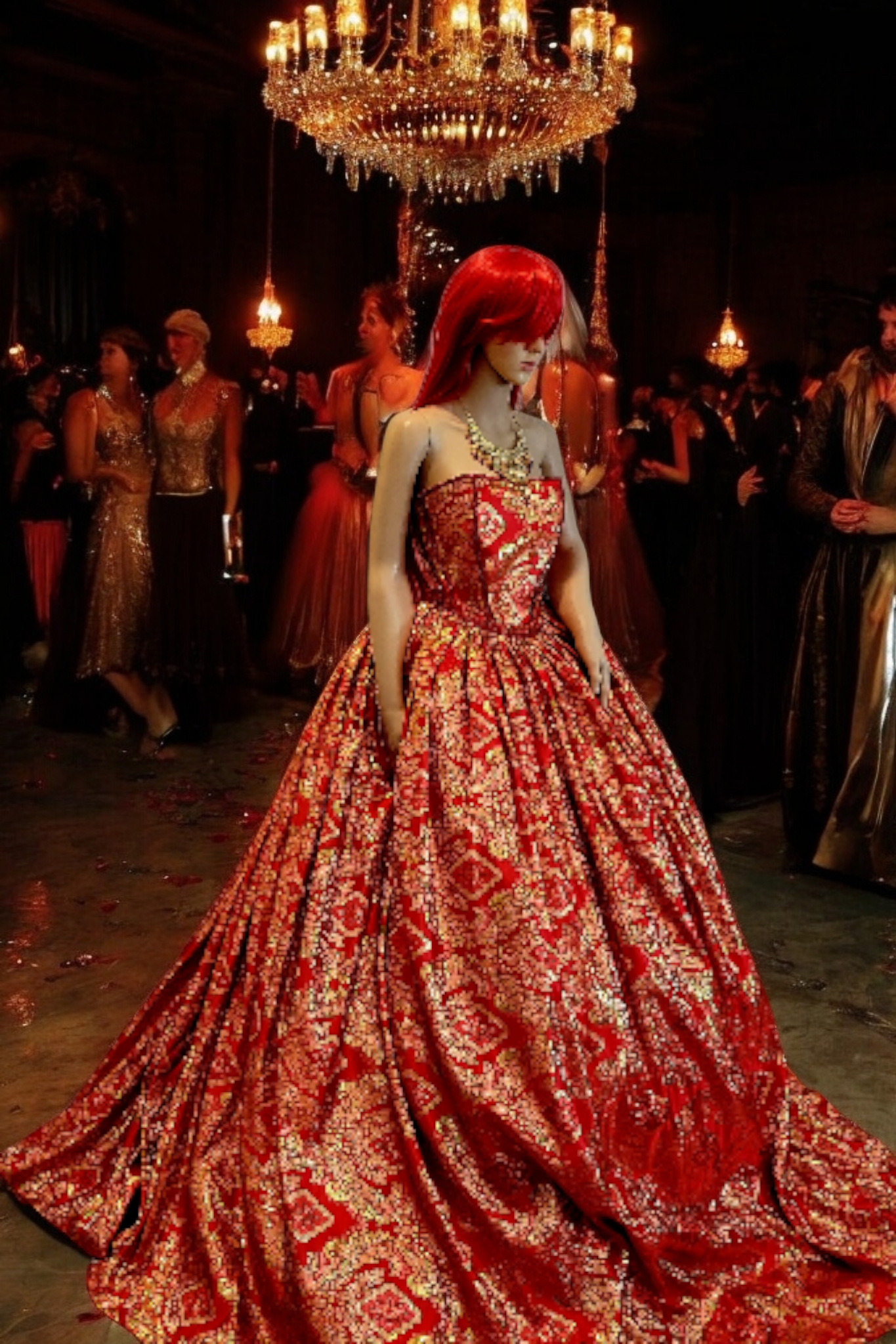 "LARALEE" Red & Gold Indian Wedding Ballgown Set (SAMPLE GOWN SET)