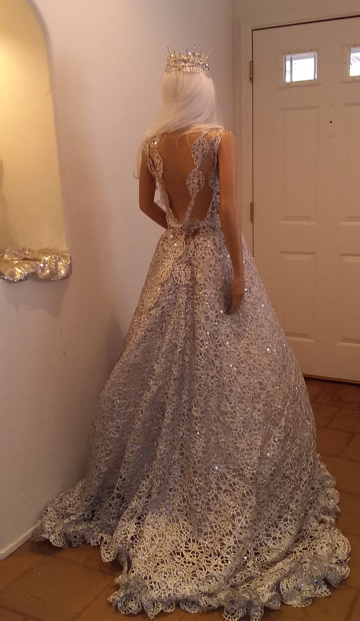 "HEIRESS" Silver Lace & Tulle Wedding Ballgown Set