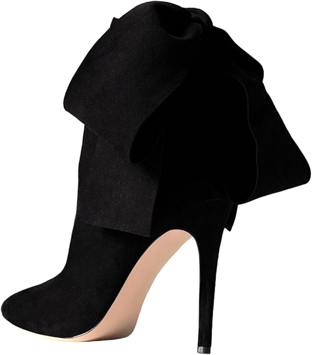 Sexy Black Bow Detail Ankle Boots