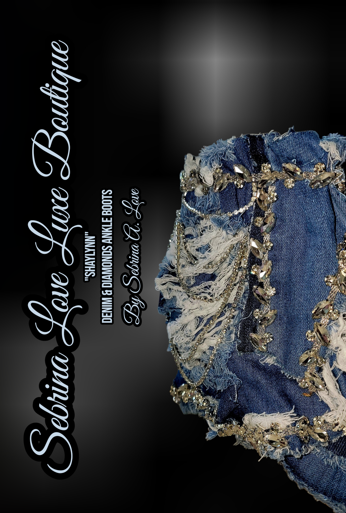 The "SHAYLYNN" Boho Distressed Denim & Diamonds Boots