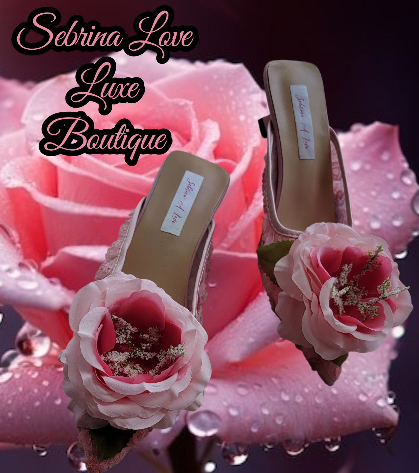 The "Eleana Rose" Pink Tulle Rose Mules