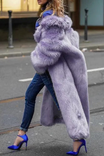 Plush Lavender Faux Fur Coat