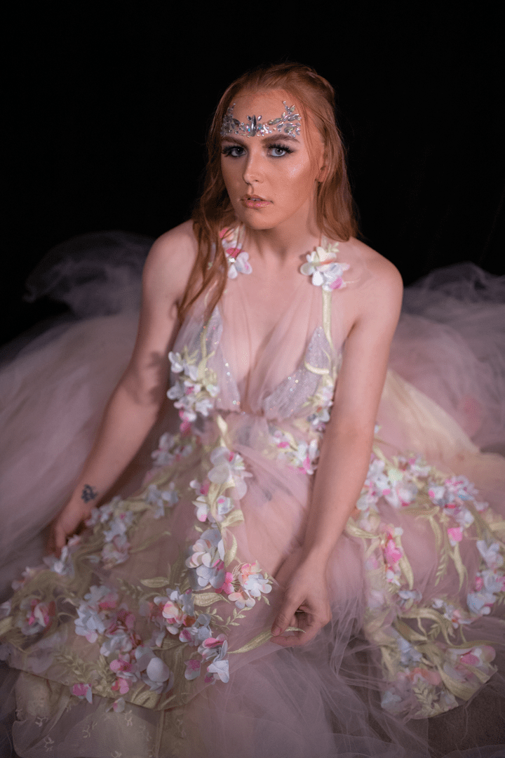 "BRYNN" Pastel Watercolor 3D Floral Wedding Ballgown Set