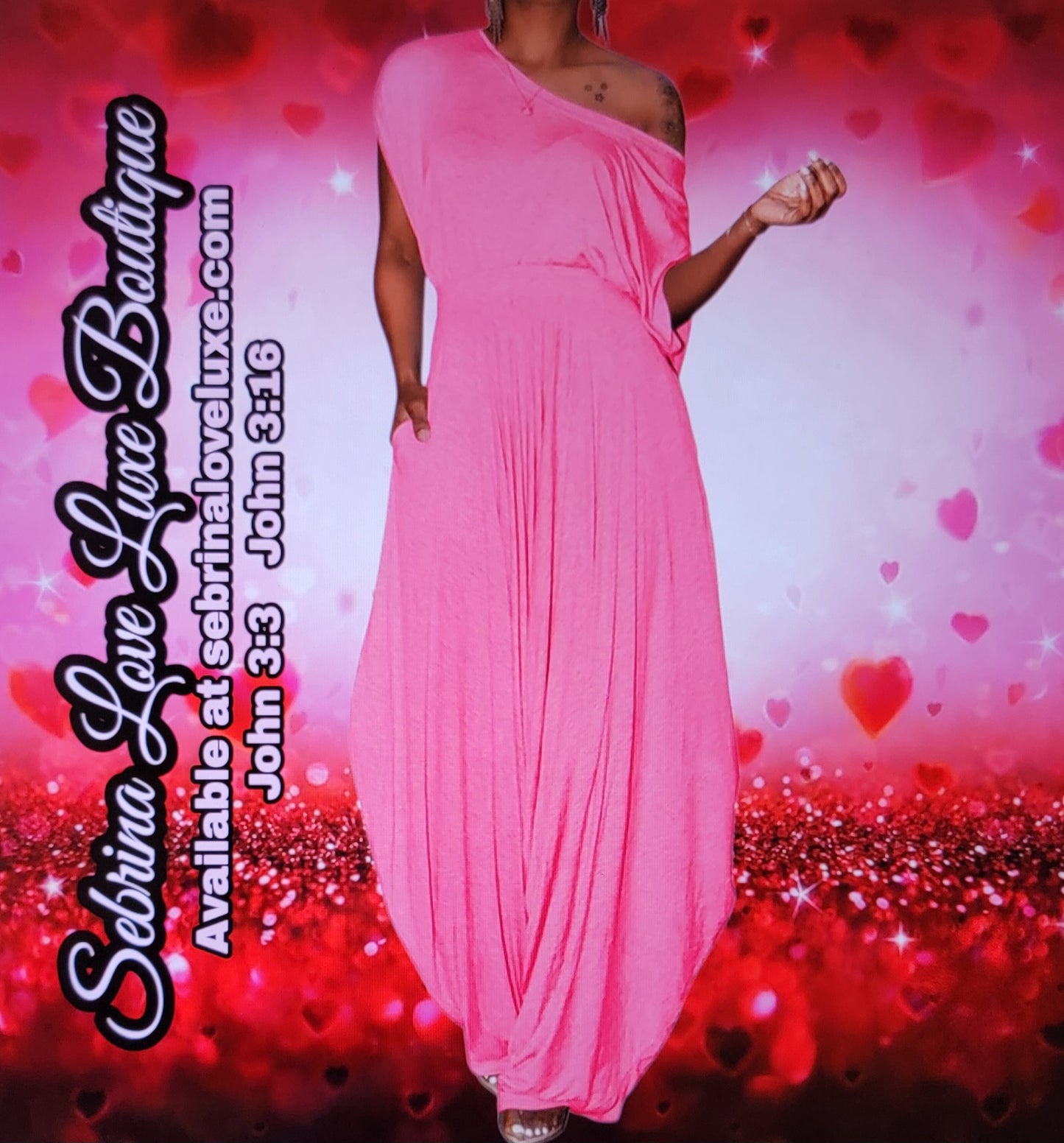 Exotic Pink Off The Shoulder Top & Harem Pants Set