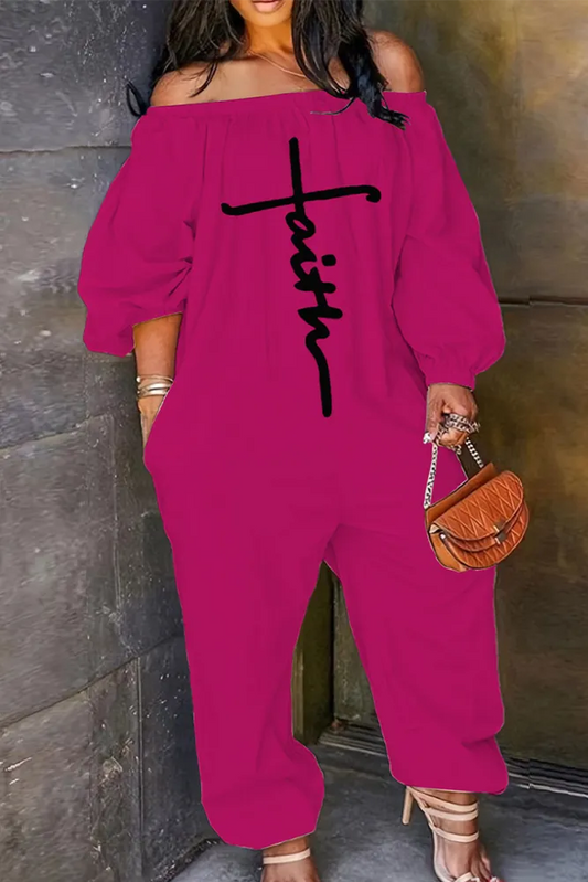 FAITH Hot Pink Graphic Jumpsuit