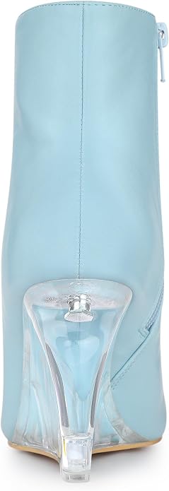 Chic Light Ocean Blue Mint Green clear Wedge Heel Ankle Boots