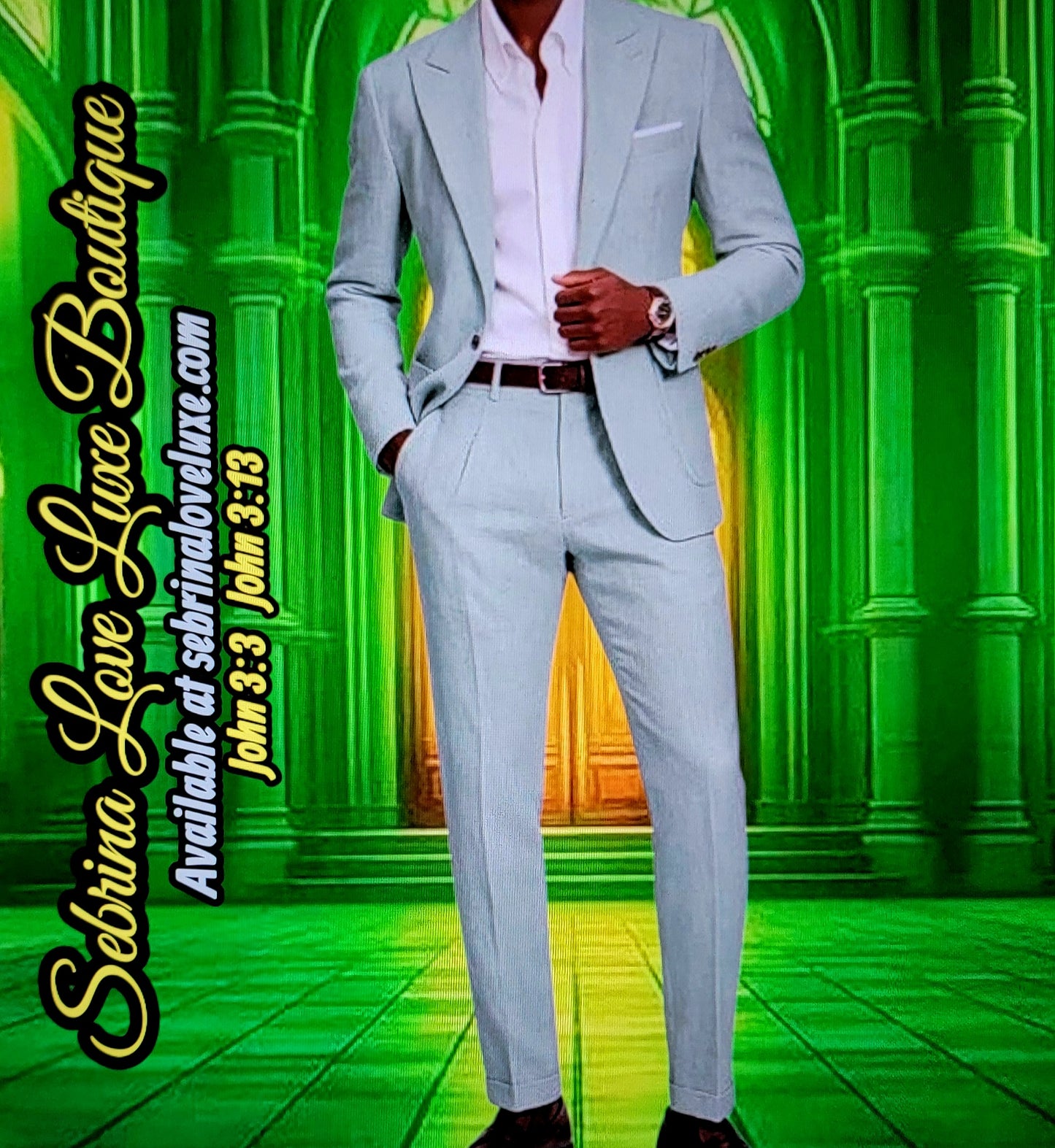 Men's Mint Green 2 Piece Jacket & Pants Suit