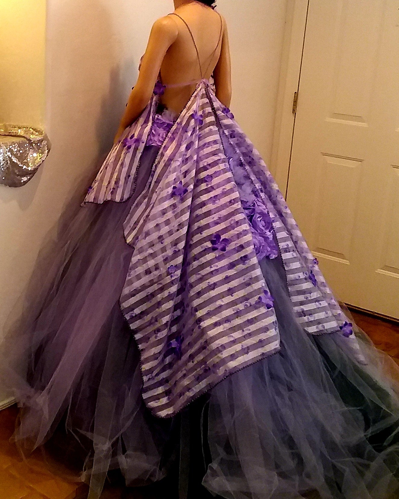 "LEILANI" Lavender & Hunter Green Organza & Tulle Wedding Ballgown Set