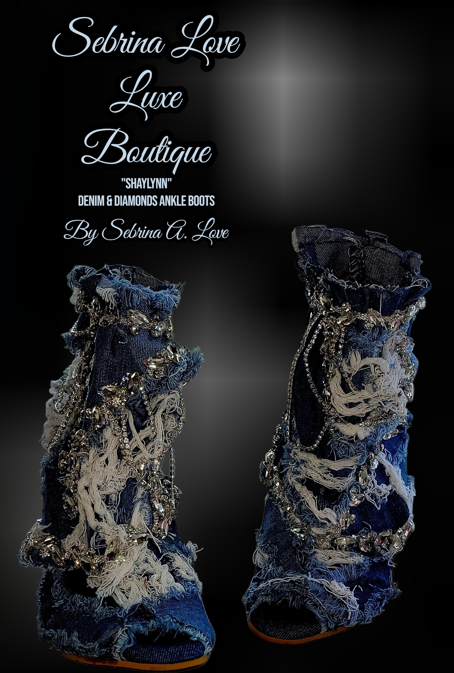 The "SHAYLYNN" Boho Distressed Denim & Diamonds Boots