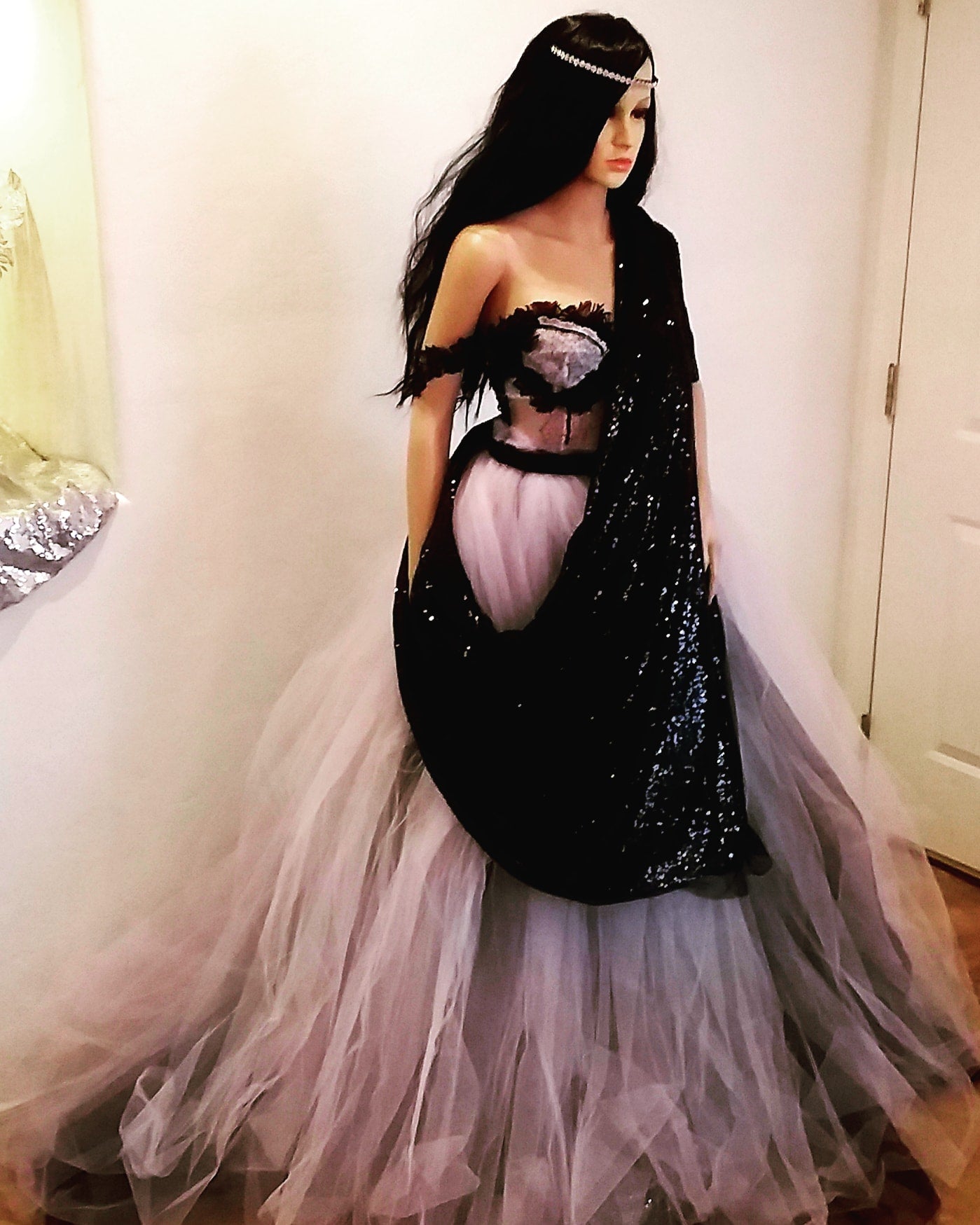 Exotic "STEFFY" Pink Lace & Tulle Sequin Lehenga Saree Wedding Ballgown Set