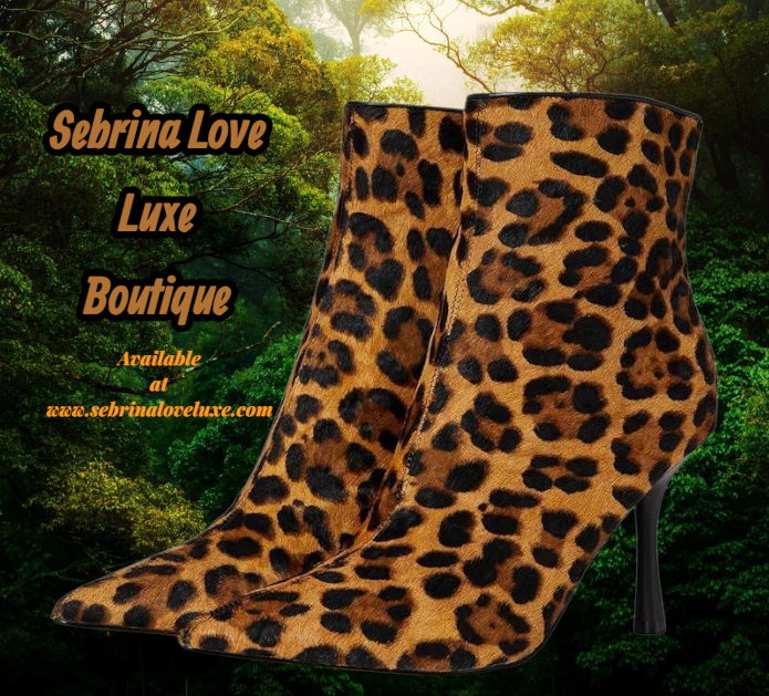 Sexy Brown & Black Leopard Print Ankle Boots