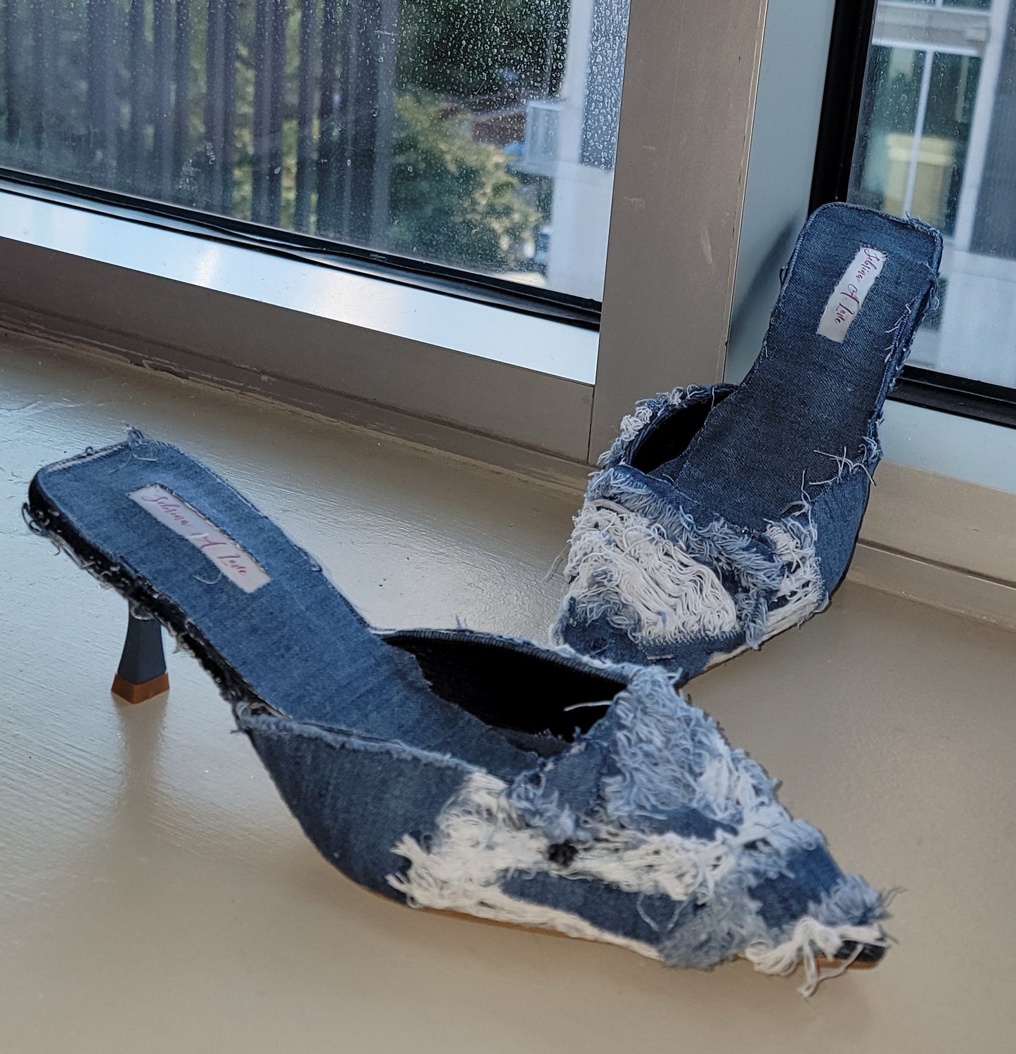 "KIMBERLY ANNE" Denim & Diamonds Crystal Mules