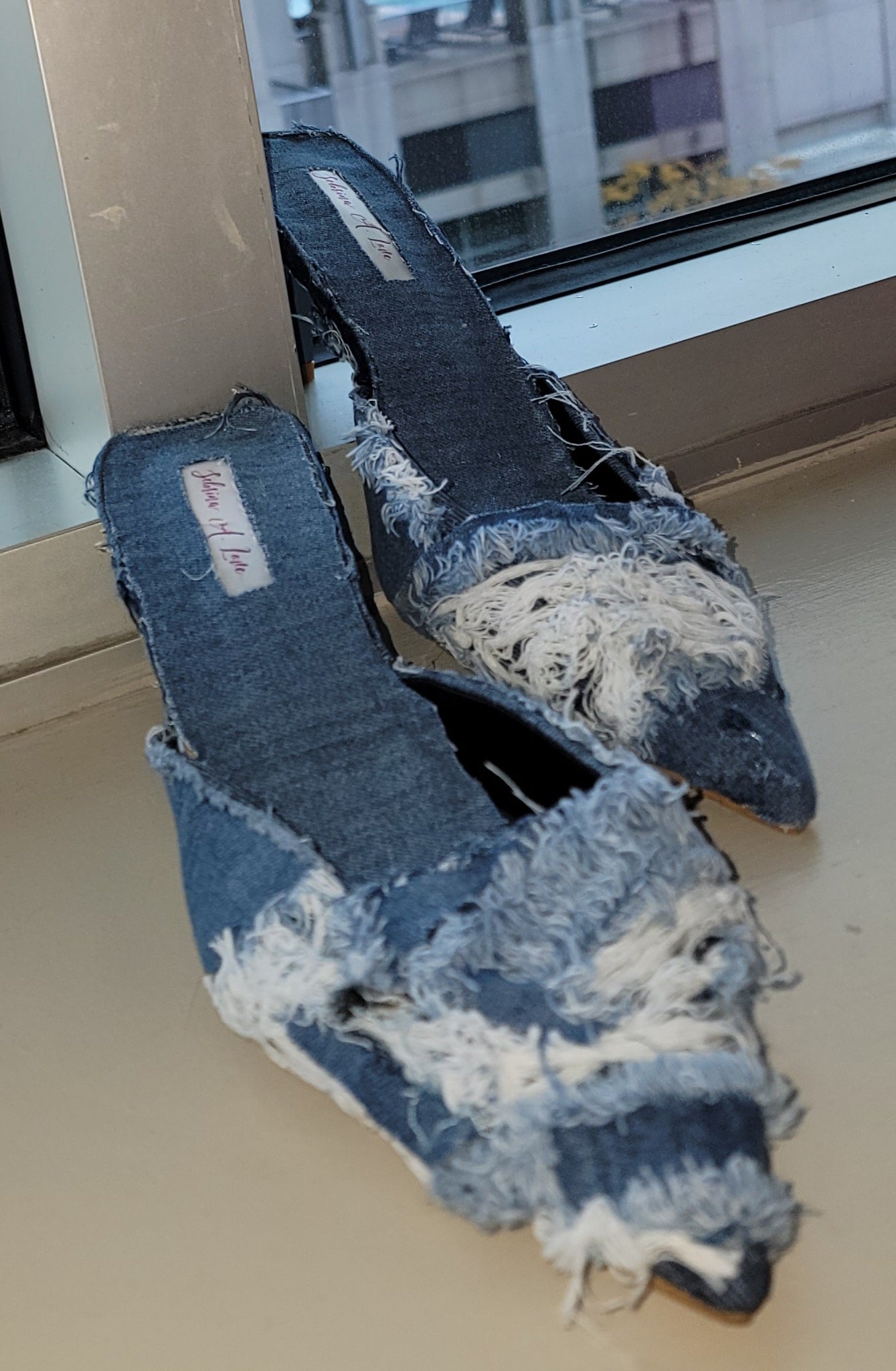 "KIMBERLY ANNE" Denim & Diamonds Crystal Mules