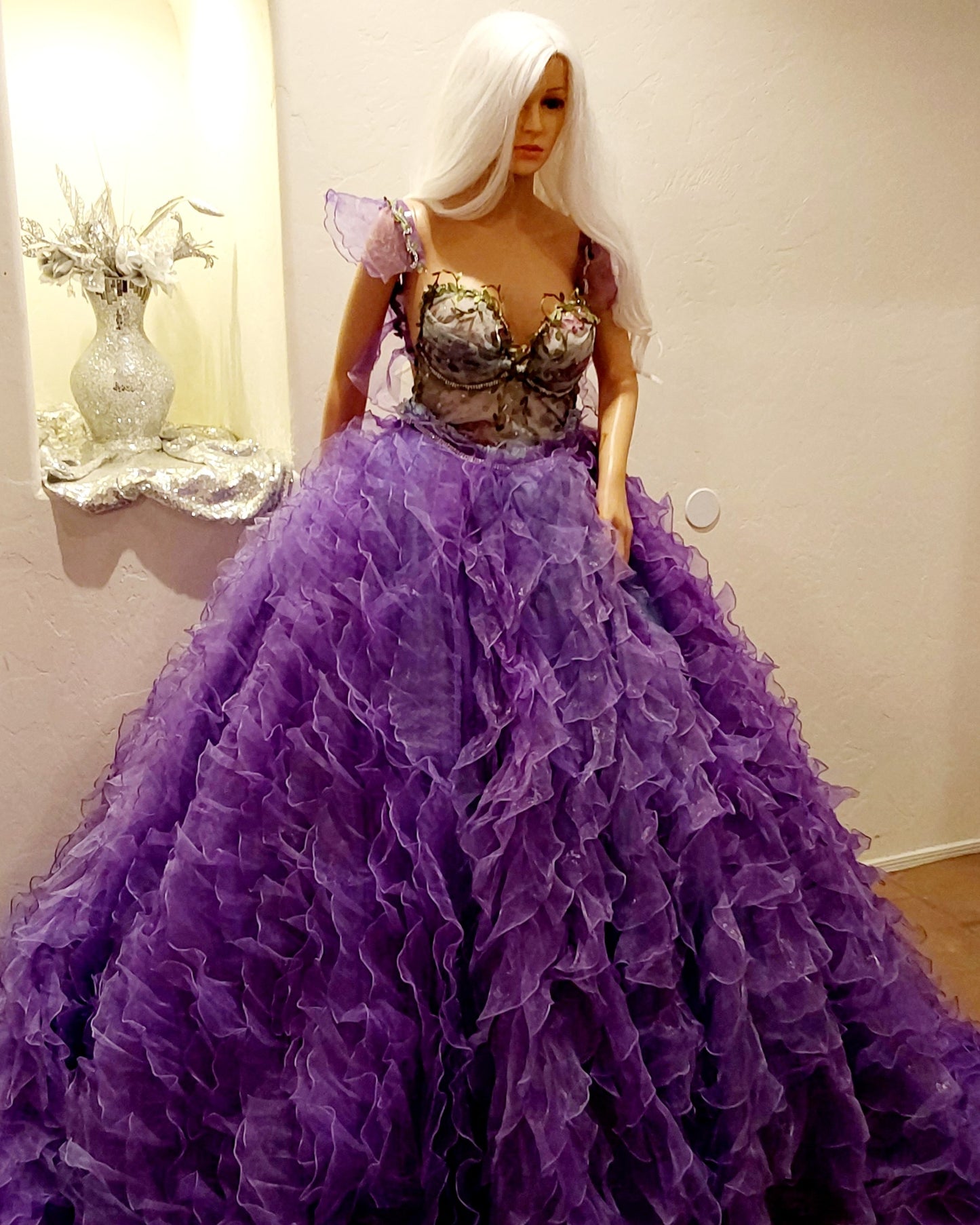 🪻EVE🪻Lavender Ruffled Organza Garden Wedding Ballgown Set