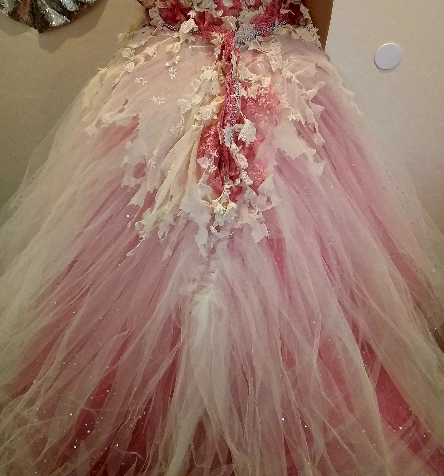 "ELLA" Ivory & Pink Lace & Tulle Wedding Ballgown Set