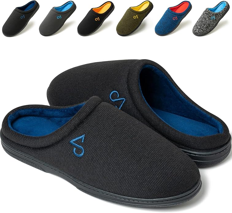 Comfy Black & Cobalt Blue Men's Slipper Shoes