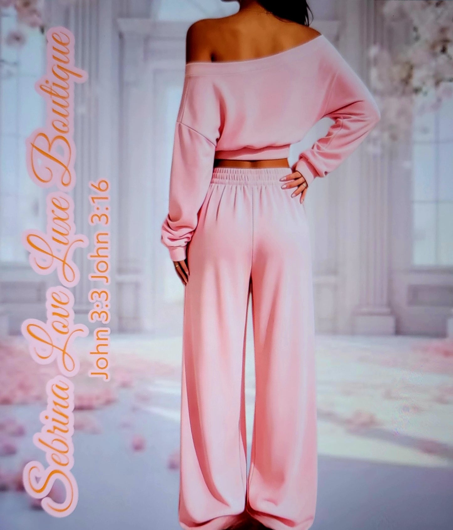 Cozy Soft Pink Cropped Hoodie & Wide Leg Jogger Set